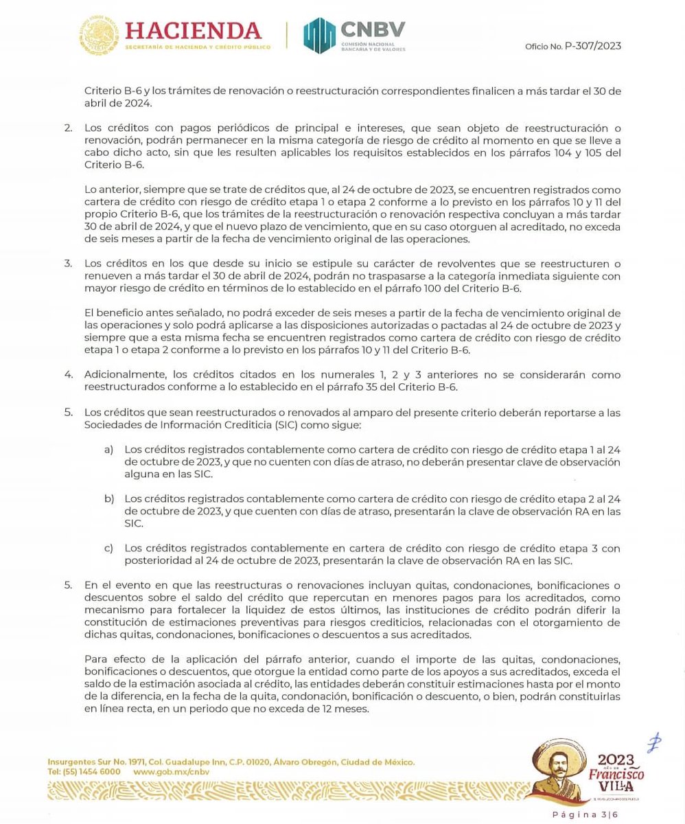 cnbvmx's tweet image. Emitimos este 27 de octubre, Criterios Contables Especiales aplicables a Instituciones de Crédito, respecto a créditos al consumo, vivienda y comerciales para acreditados que tengan su domicilio o fuente de pago en zonas afectadas por los eventos meteorológicos del Huracán Otis.