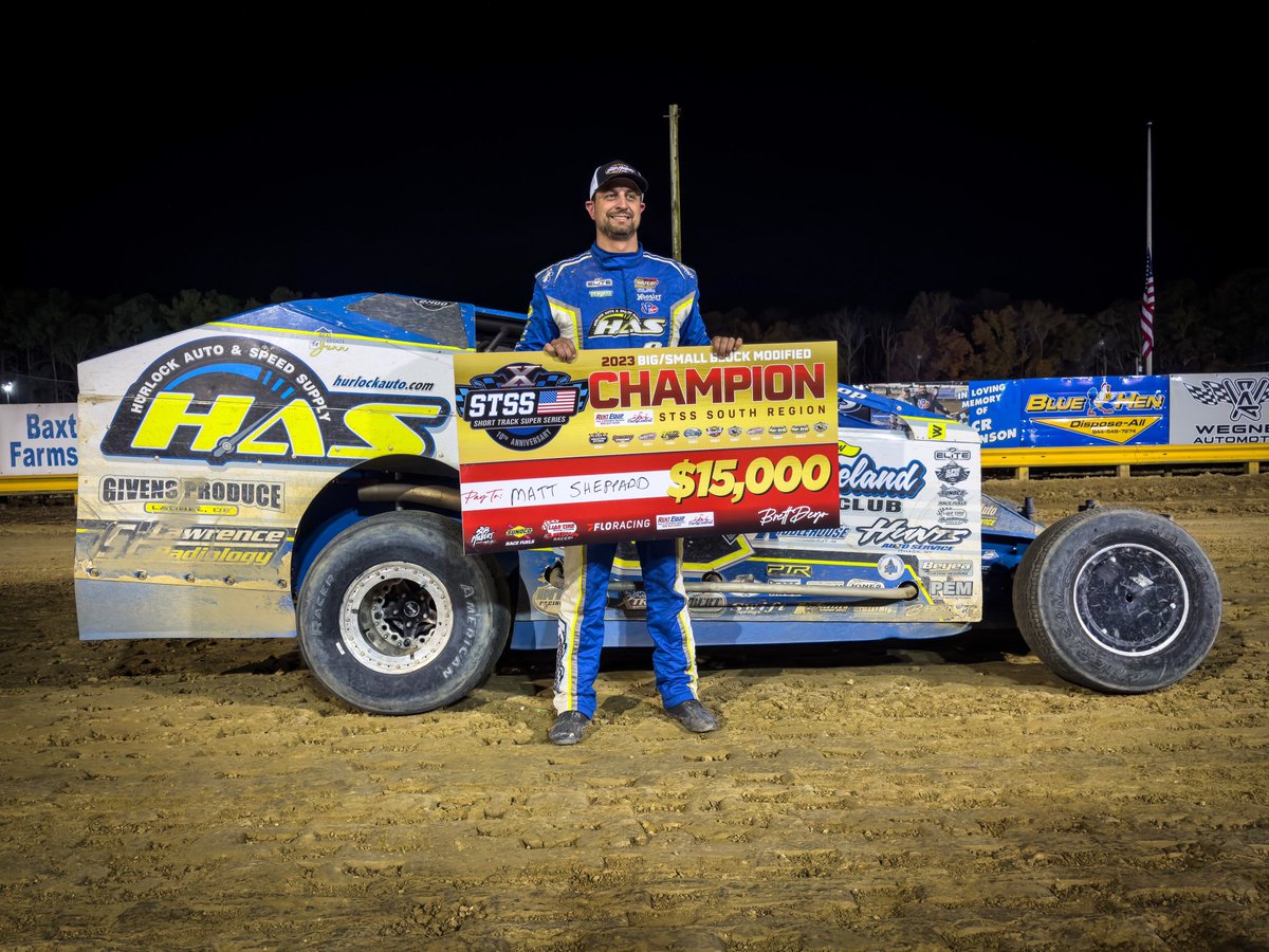 Matt Sheppard is the 2023 Bob Hilbert Sportswear Short Track Super Series (STSS) Fueled By Sunoco Rent Equip/Party Central South Region 𝗖𝗛𝗔𝗠𝗣𝗜𝗢𝗡!