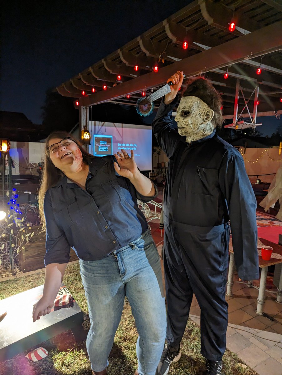 Happy Halloween! I decided to go as Michael Myers from the hit video game Fortnite and my wife is Laurie Strode from the hit video game Dead by Daylight