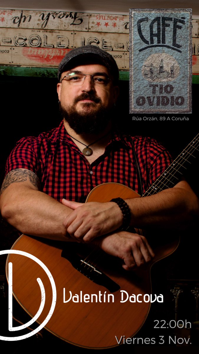 En una semana estaré en A Coruña en un concierto íntimo en el TÍO OVIDIO. 
#musicadesdelasentrañas #valentindacova #acoruña #canciondeautor