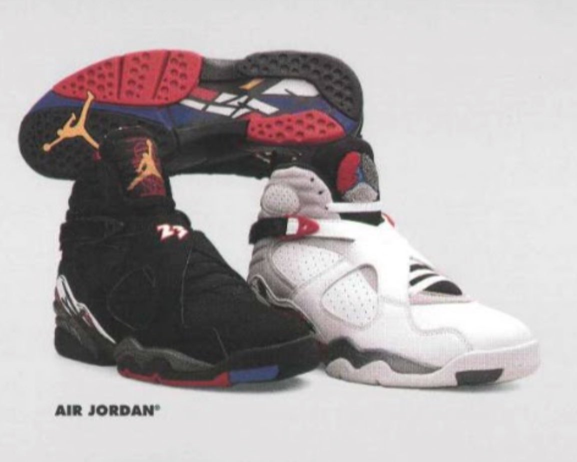 Did you know: The OG “Playoff” Air Jordan 8 in the Nike lookbook catalog had an alternate tongue logo.