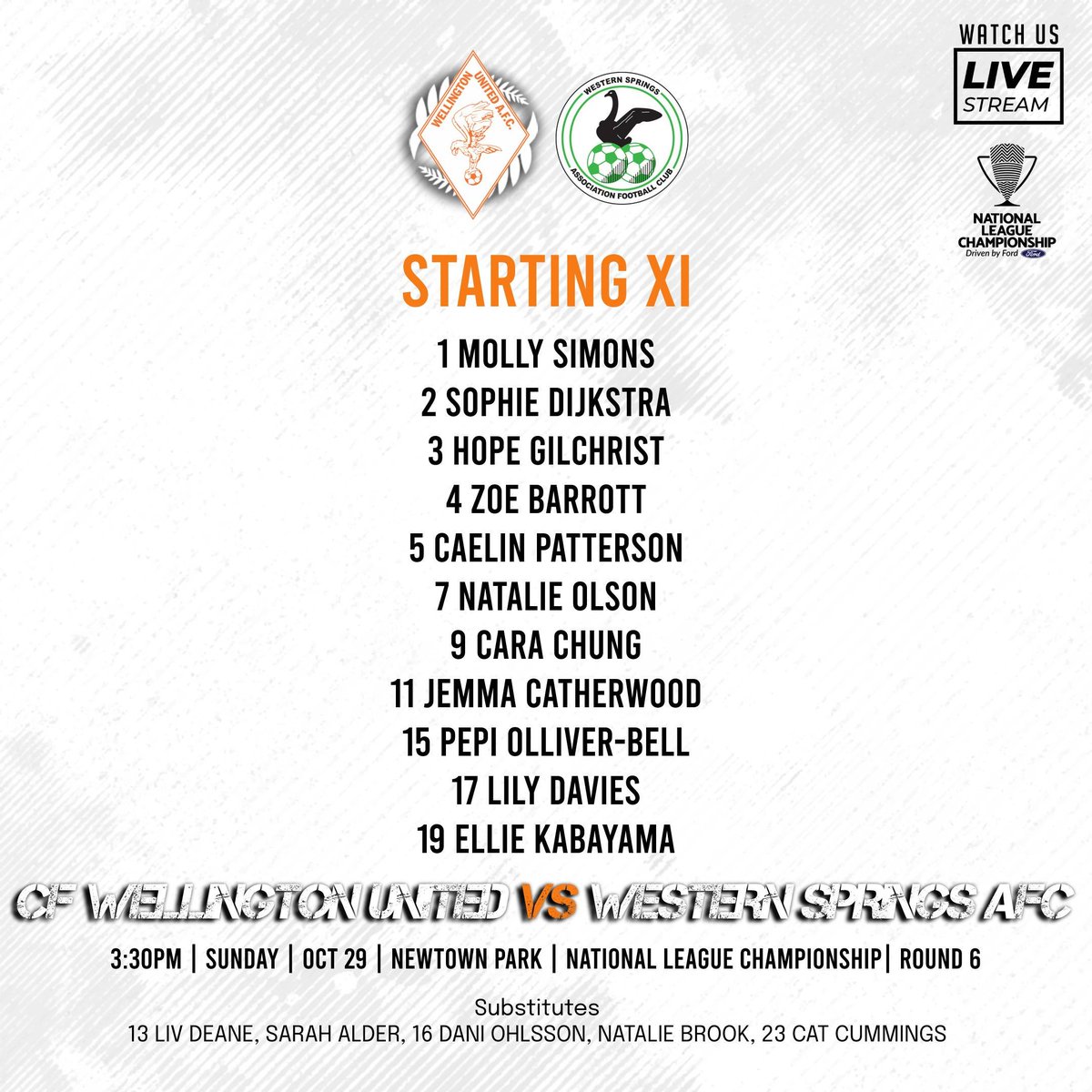 CF Wellington United Starting XI 🔶🔷

@newzealandfootball 
@_capfootball 

FIFA+ Live Stream: 

plus.fifa.com/en/content/cf-…

#nationalleague