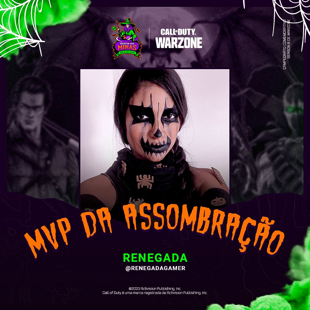 E a Bruxona mais assustadora, com a melhor fantasia, que leva o prêmio de R$ 3.000,00 é a:

🧹 @renegadagamer

Parabéns pela dedicação de todas as participantes! Vocês foram insanas 🧙‍♀️🔥

#MWIII #Warzone #CallOfDuty