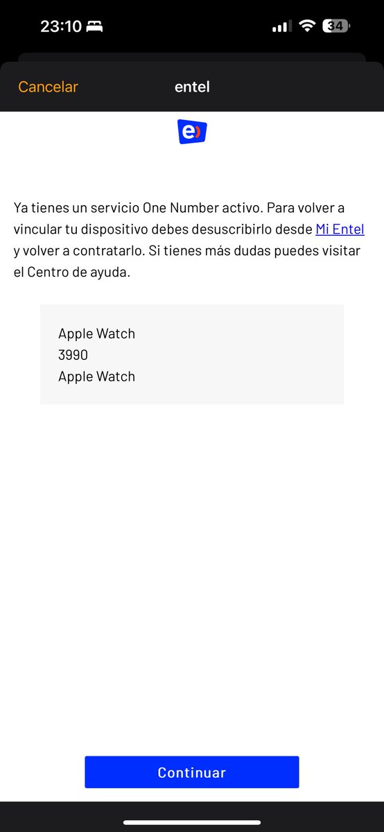 josmar1987's tweet image. @entel_ayuda hola. Llevo hartos días intentando desactivar el Servicio “one number” para el Apple Watch y aún no se desactiva . #onenumber #entel