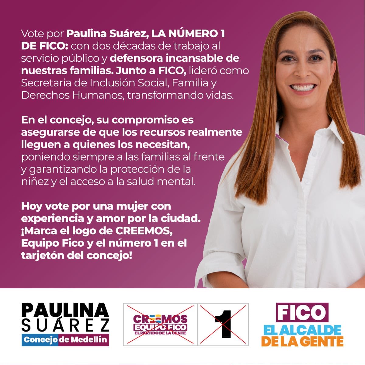 #PorlasFamilias vota CREEMOS 1 ⁦@paulinasuarez49⁩