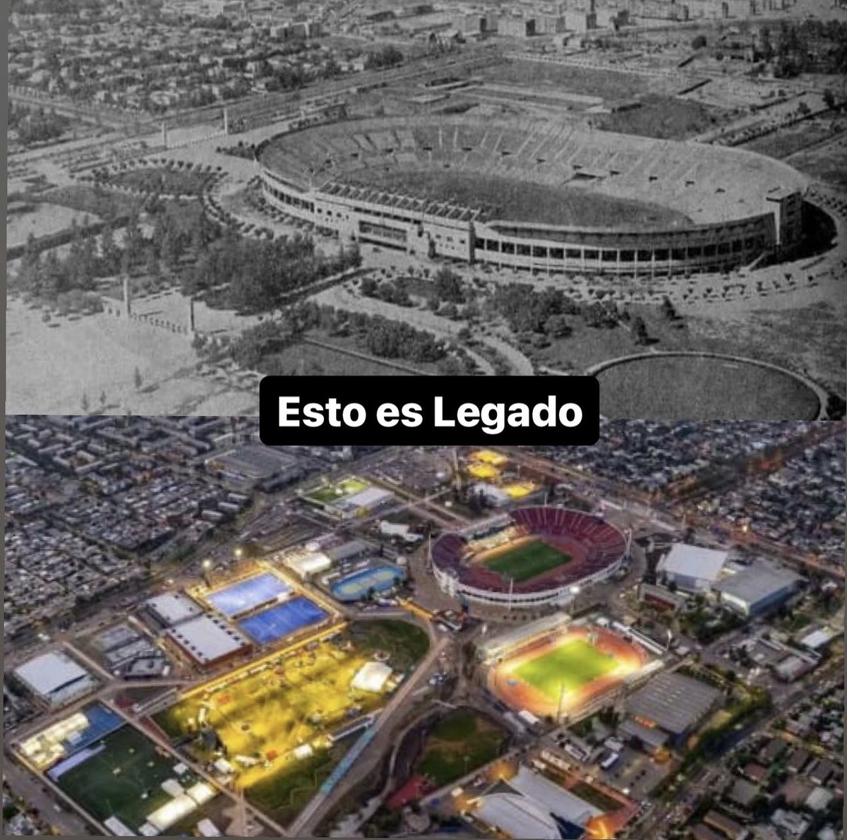 Una imagen que habla por sí sola. Unos Juegos Panamericanos que marcarán un antes y un después para el deporte chileno y de América.

El Parque Estadio Nacional hoy, es uno de los recintos deportivos más importantes de Latinoamérica con infraestructura de nivel mundial.

#Legado