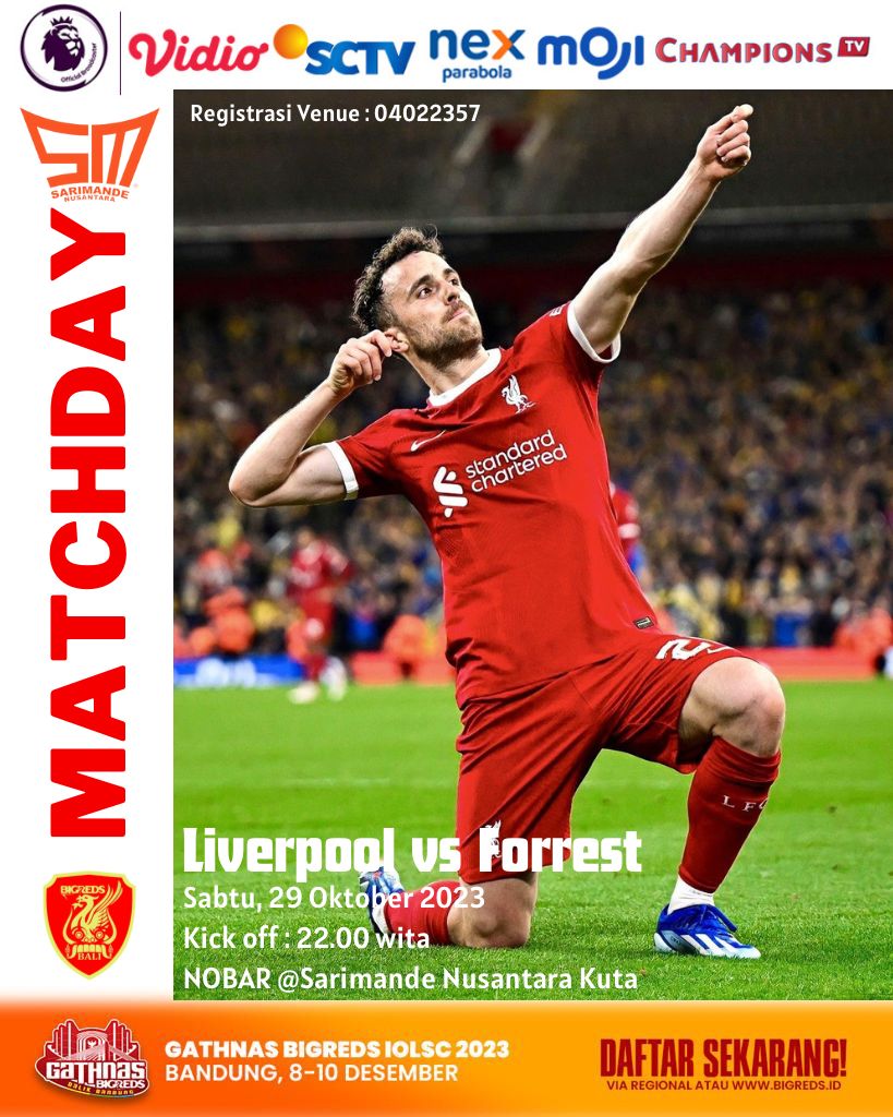 BACK TO PREMIER LEAGUE!🔥

Mampukah LFC menahan The Forrest meraih poin di Anfield?

🔊 <a href="/LFC/">Liverpool FC</a> v Nottingham Forest
🕜 KO. 22:00 WITA
📍Sarimande Nusantara Jl.Ry Kediri, Tuban, Badung, Bali
🤑 HTM 25K (Include Softdrink)

MERAHKAN! 🔴

#MATCHDAY #LFC #NFC #EPL #BIGREDS #BRB #BALI