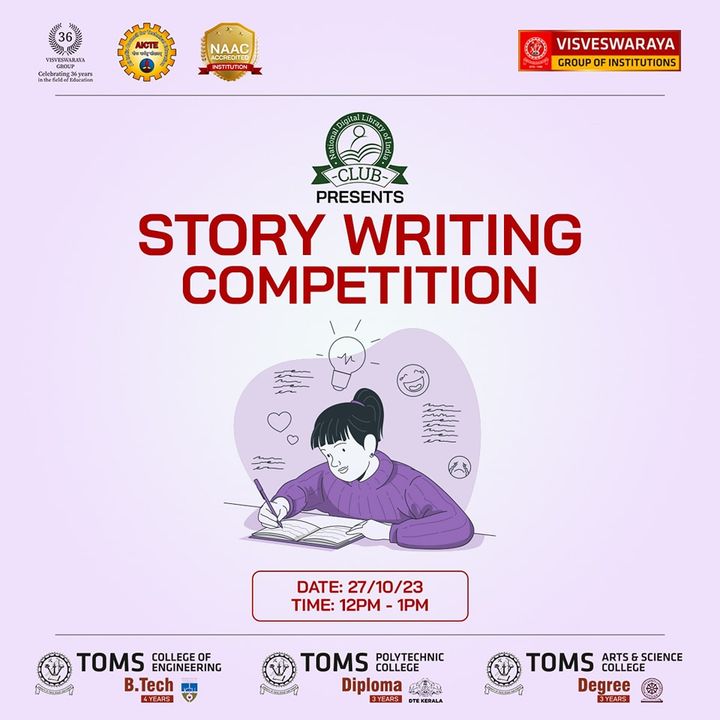 college_toms's tweet photo. ടോംസ് കോളേജിലെ NDLI ക്ലബിൻ്റെ ആഭിമുഖ്യത്തിൽ ഇന്ന് 12 മണിക്ക് കഥാരചന മത്സരം സംഘടിപ്പിക്കുന്നു.

#NDLI #storycompetition #tomscollegeofengineering https://t.co/TxFUH5mUOV
