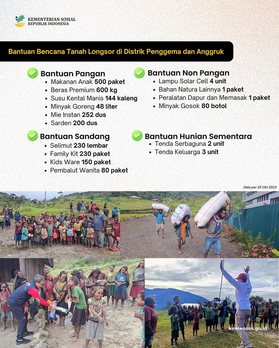 Tadi liat ada menfess ngatain orang-orang fomo karena ngomongin Palestina tapi ga ngomongin Papua. Padahal kita bisa lho meningkatkan awareness dan membantu keduanya tanpa harus nyinyir. 

Anyway, ini salah satu donasi yang diumumkan di ig @/kemensosri bisa langsung dicheck!