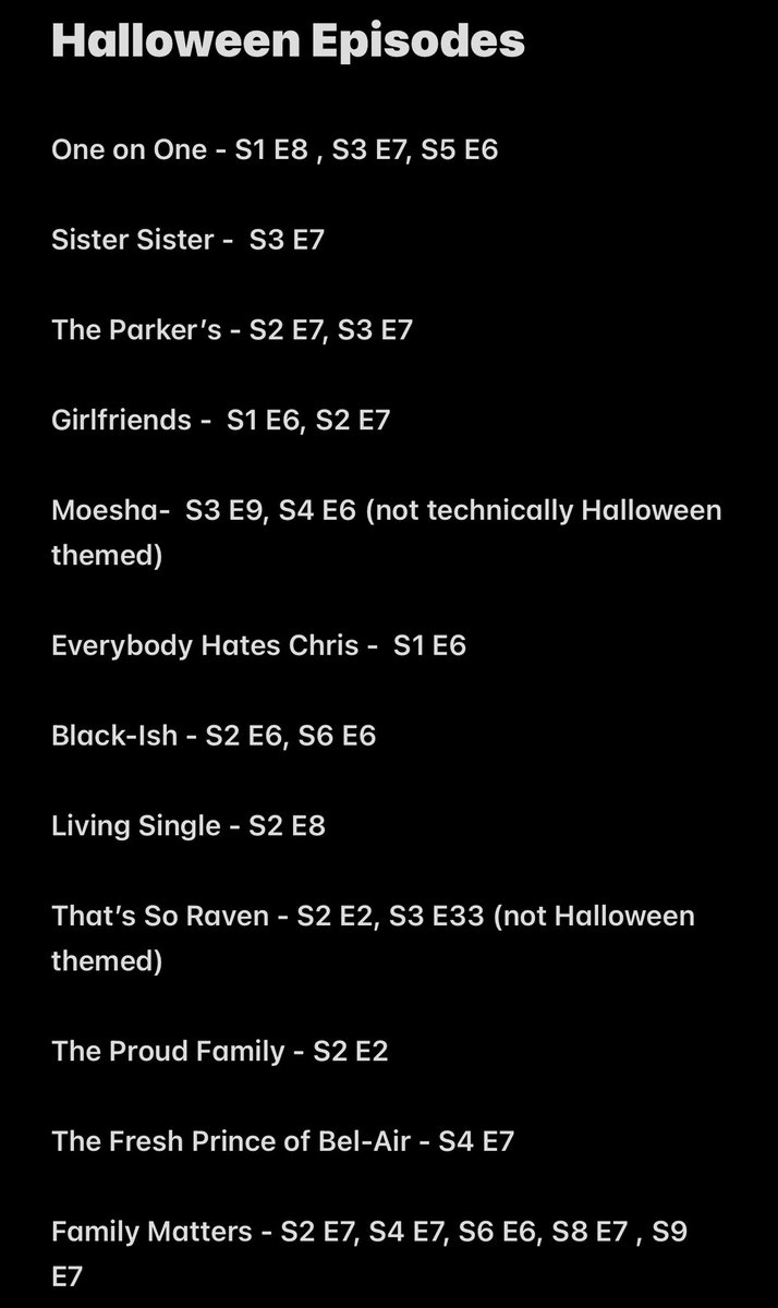 StairwayToDeven's tweet photo. Halloween Episodes- Black Shows Edition https://t.co/9VKnyDGlb2