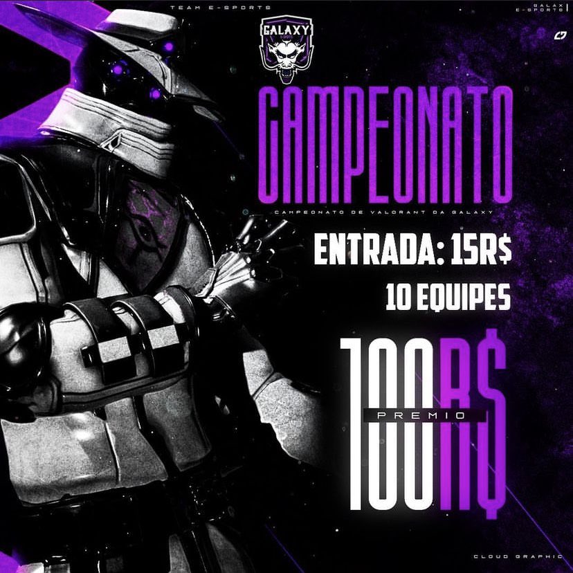 2ª edição do nosso campeonato de valorant!!
premiação aumenta diante do número de inscrições, se interessado, contate:
54996312009 ou galaxyleaguebusiness@gmail.com