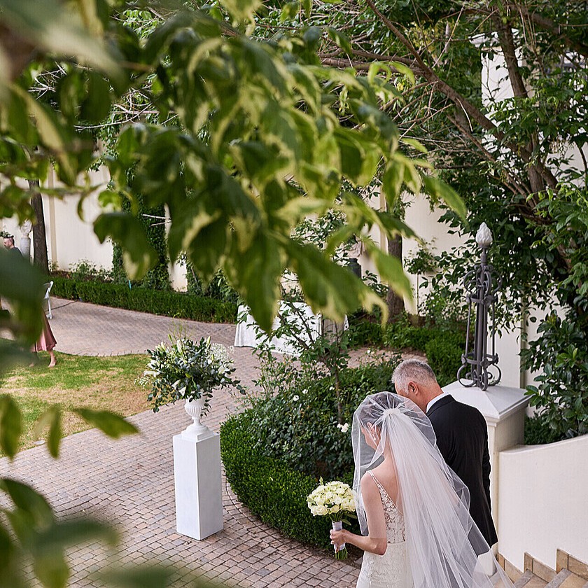 Everyone's favourite part. The stunning bride descended the majestic stairs, adorned with nature's splendor, as the melody began. 
#FSJohannesburg #FSweddings