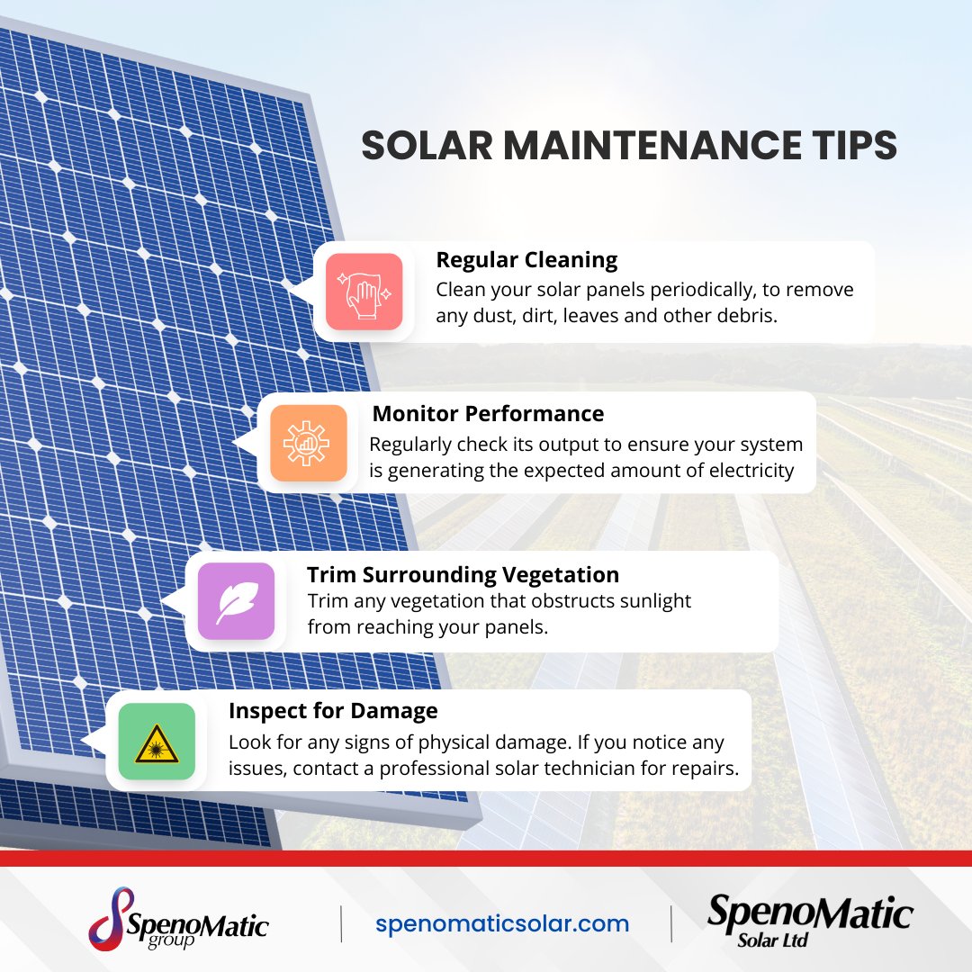 Solar Panels Shine Brighter with Care 🌞✨ Learn the Top Maintenance Tips to Keep Your Solar Investment Operating at Peak Efficiency. 🛠️💡 #SolarMaintenance #EnergySavings