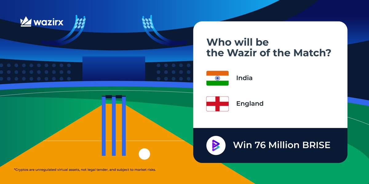 WazirXIndia's tweet photo. Try your Luck-Now for today's #CricketWorldCup2023 Giveaway🏏

» Repost this tweet
» Follow @WazirXIndia &amp; @bitgertbrise
» Reply who will be 'Man of the Match' using #WazirOfTheMatch

25 lucky winners will win 76 Million $BRISE each 💰

#INDvsENG https://t.co/T2qVyDE8Jt