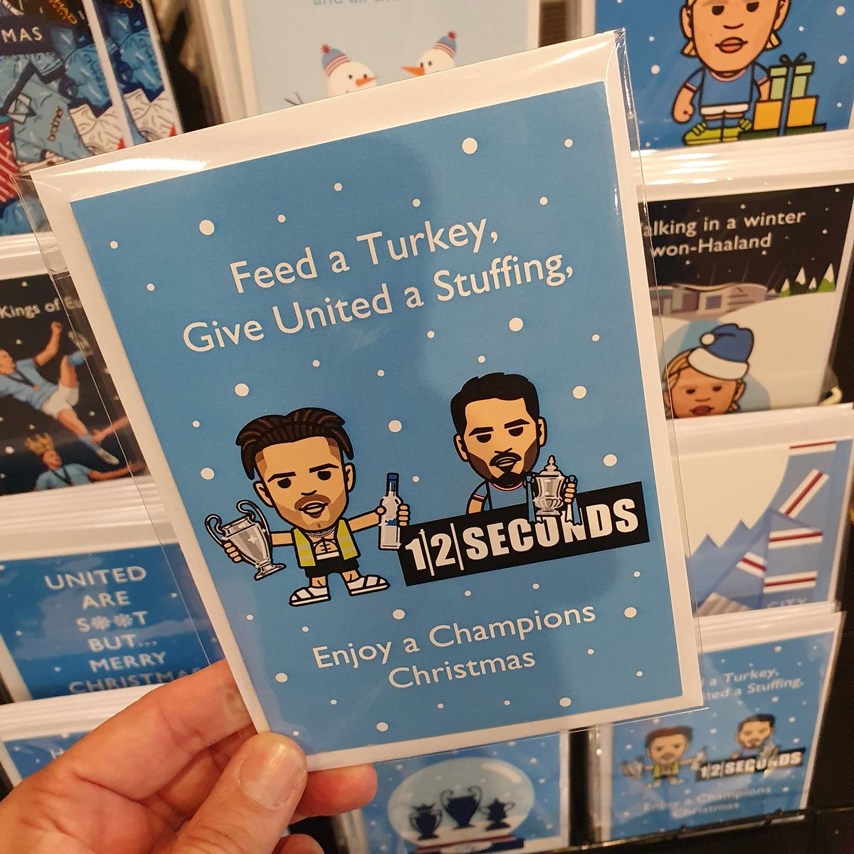 thegingerwig's tweet photo. Matchday competition 

Win a set of 4 coasters including our Gundo 12 seconds and one of our new Xmas cards

If City beat the Rags we'll give them away to someone who does the following 

1️⃣ RT 🔁
2️⃣ Follow Me
3️⃣ Comment #CMONCITY 

Good luck and cmon City https://t.co/GKNenhYVhi