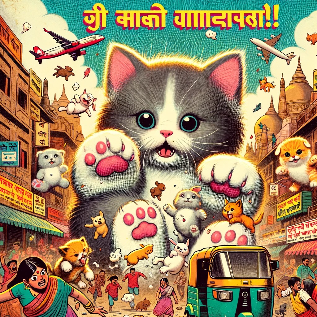 abhinav_mn's tweet photo. This was just in time to stop the mayhem caused by the attack of fluffy baby animals on the indian streets. 

#Streetart #Collage #Pulp #comicartist #IndianArt https://t.co/FHQz69ZH0i