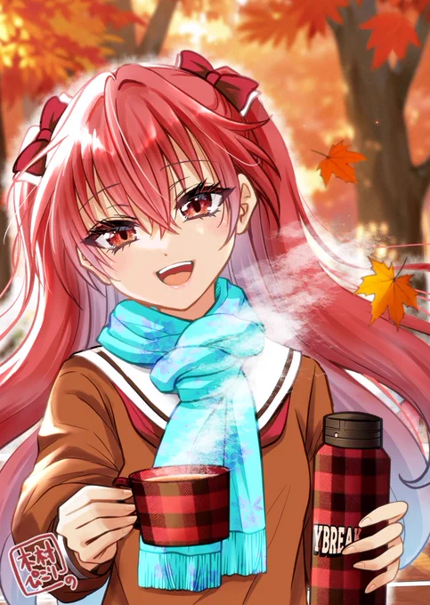 完成しました〜!!  【はい、お茶どーぞ】 紅葉が綺麗な公園でデートしたいですね