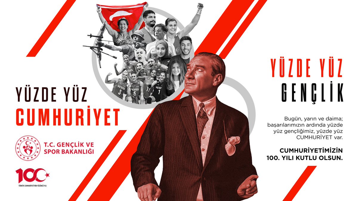 🇹🇷🇹🇷 Büyük gün bugün! Bir milletin küllerinden doğduğu ve kendi Cumhuriyetini ilan ettiği gün bugün! Cumhuriyetimizin 100. Yılı ve 29 Ekim Cumhuriyet Bayramımız Kutlu Olsun! Bize Cumhuriyeti emanet bırakan Gazi Mustafa Kemal Atatürk ve Kahraman ecdadımızı rahmetle anıyoruz 🇹🇷🇹🇷