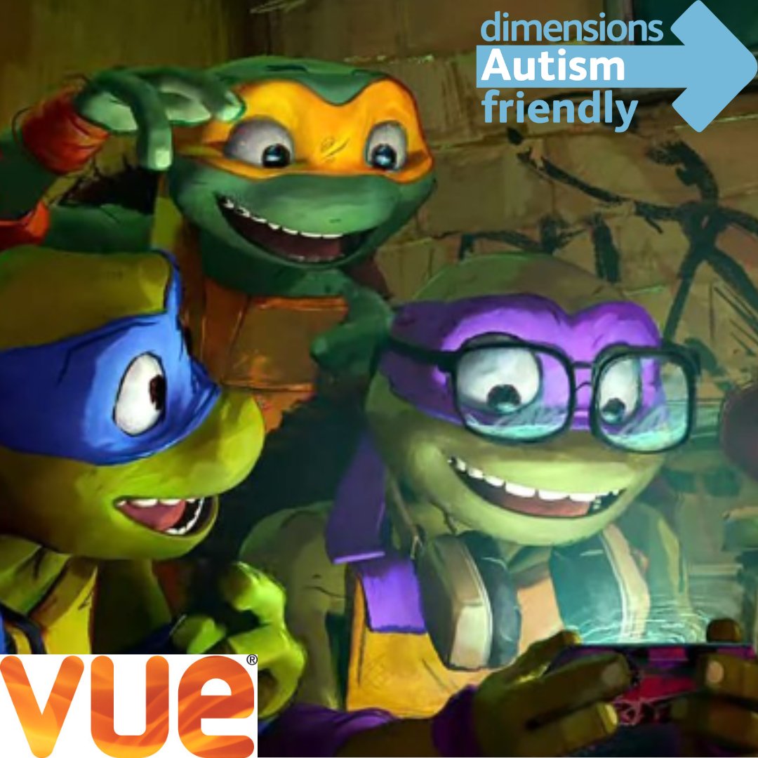 If you mix teen turtles and martial arts you'll get mayhem! Skate down to participating @vuecinemas #AutismFriendly screenings today October 29th 10.30am. 🍕Plan your trip: dimensions-uk.org/get-involved/c…