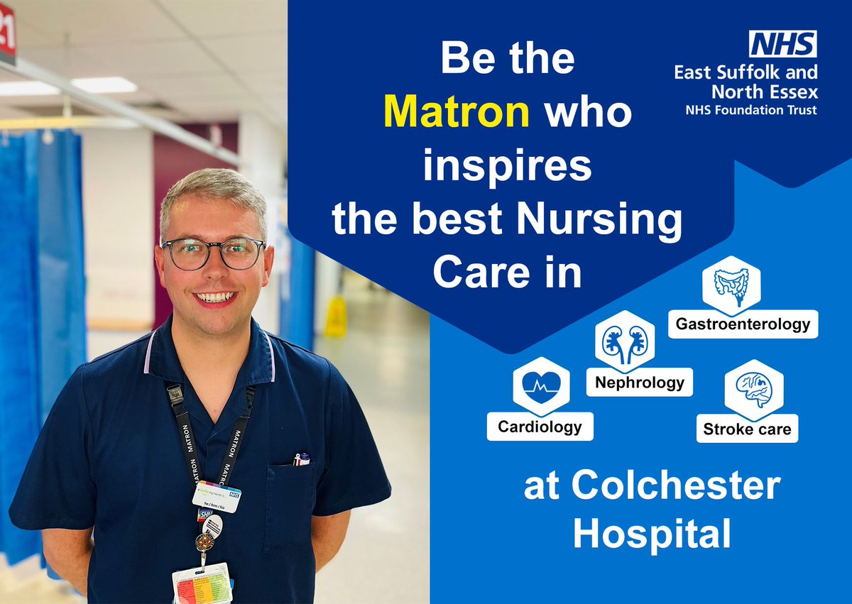 #TeamESNEFT are on the 👀 lookout for a Matron to join our Medicine division at Colchester Hospital! 👇👇👇 #ComeAndJoinUs 

💷 £50,952 - £57,349 + unsocial hours
🕛 Full time
📄 Permanent

💻 Apply here: buff.ly/3QuZrOb 

#NHS #NHSJobs #NHSHeroes #Nurse #Matron <a href="/nmcnews/">Nursing and Midwifery Council</a>