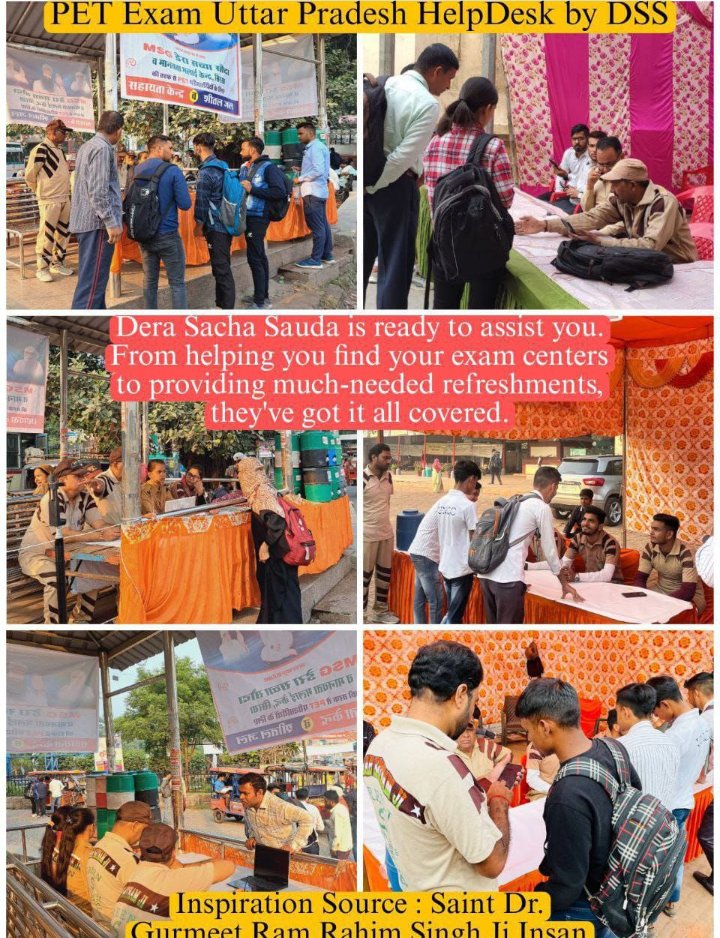 harjinder_5144's tweet image. Today Dera Sacha Sauda 's Shah Satnam Ji Green S Welfare Force Wing members have set up #PETHelpDesk in UttarPradesh. Through which they are helping PET exam students.
#PETExamUttarPradesh