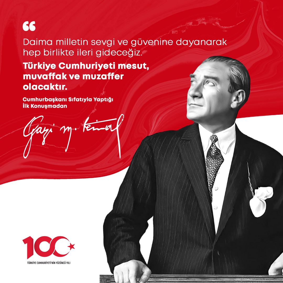 Cumhuriyetimizin 100. yılı kutlu olsun. Birlik içinde nice 100 yıllara. Yaşasın Türkiye, Yaşayın Cumhuriyet! ❤️