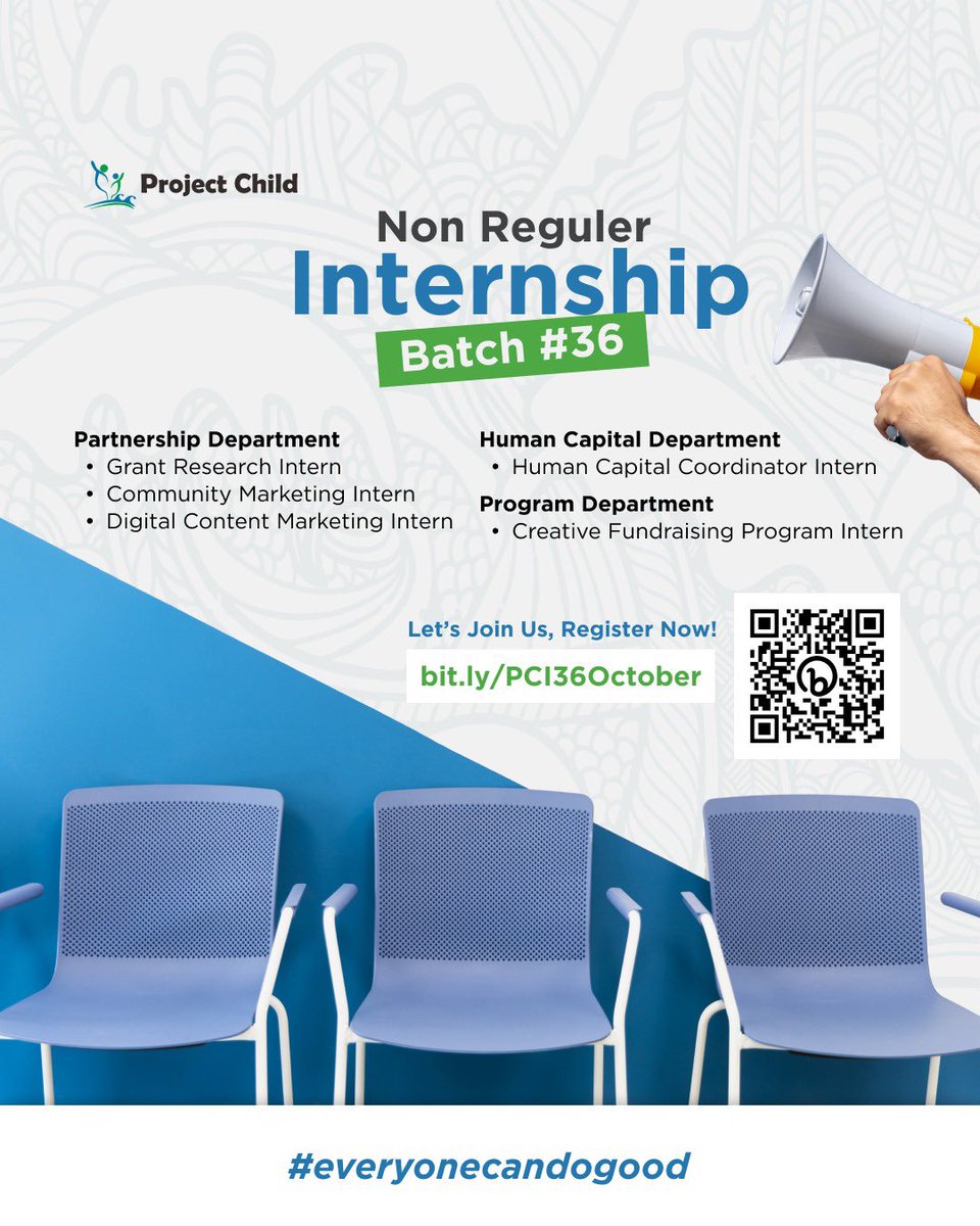 projectchildina's tweet photo. WE’RE HIRING A NON REGULAR INTERNSHIP BATCH 36!

Project Child Indonesia is looking for someone who is passionate about making a positive impact for children’s issues. We are seeking positive, highly motivated, and creative individuals to join our team. https://t.co/FdNjWUtb8z