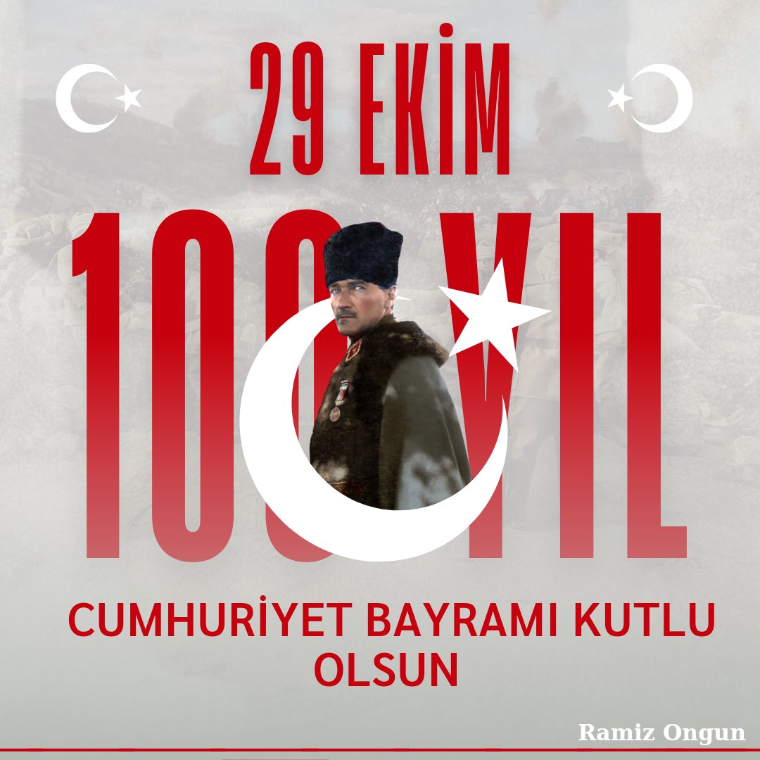 Türkiye Cumhuriyeti'nin 100’üncü yıl dönümüne ulaşmanın gururunu yaşıyor, Gazi Mustafa Kemal Atatürk başta olmak üzere aziz şehitlerimizi rahmet ve minnetle yâd ediyorum.
Asil milletimizin Cumhuriyet Bayramı'nı yürekten ve en kalbi duygularımla kutluyorum.🇹🇷