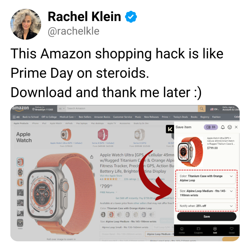 karma_shopping's tweet photo. I must admit, Amazon Prime Day used to leave me feeling like a budget battleground. But since discovering Karma, I've amazed my friends and family with the jaw-dropping savings it brings.