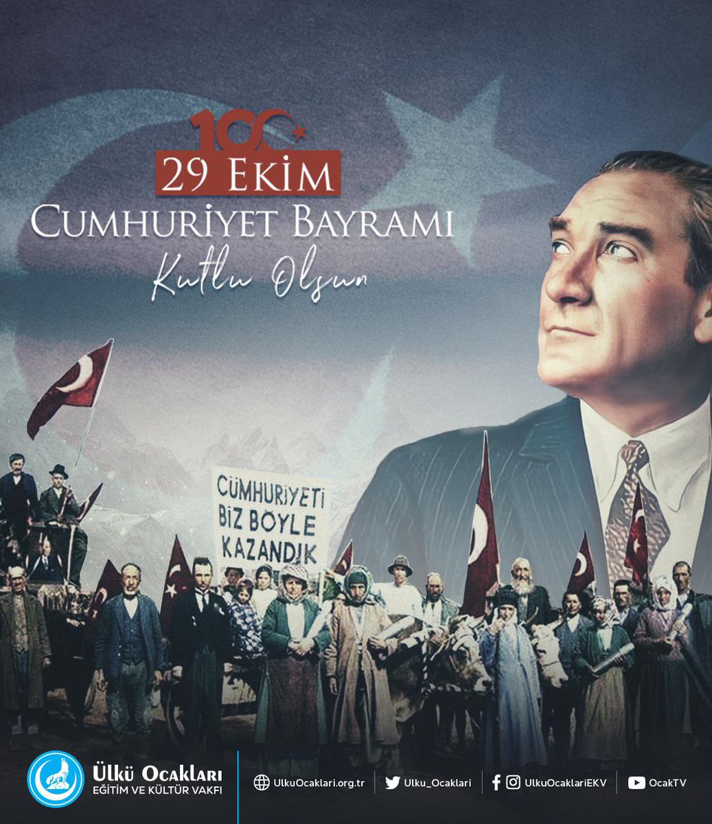 Ulku_Ocaklari's tweet photo. Cumhuriyetimizin 100. yıl dönümünde başta Gazi Mustafa Kemal Atatürk ve silah arkadaşları olmak üzere, tüm şehitlerimizi rahmet ve minnetle anıyoruz.  

#29EkimCumhuriyetBayramı’mız kutlu olsun.🇹🇷 https://t.co/aF1uXGw9p2