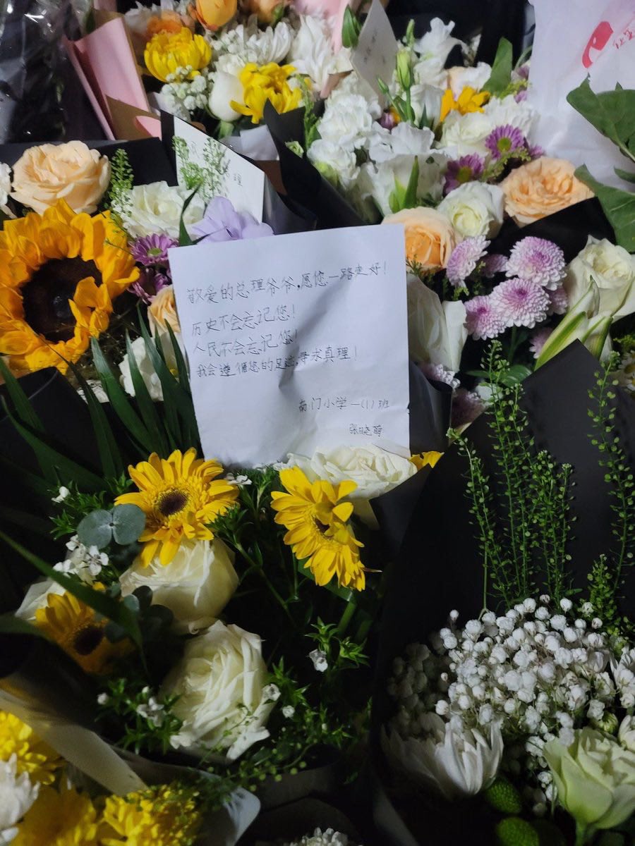 CinnabarOcean's tweet photo. “敬爱的总理爷爷,愿您一路走好!历史不会忘记您!人民不会忘记您!
我会遵循您的足迹,寻求真理!
南门小学-(1)班
张晓萌”

“私者瞬息，公者千古。
一新青年4”

滚滚长江东逝水 奔流到海不复回

定远公，您在史册里，在人心里。 https://t.co/6xPKoV2OO5