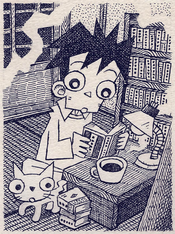 「積ん読くずし」(2023)
ペン画 69mm×94mm
#読書週間 
