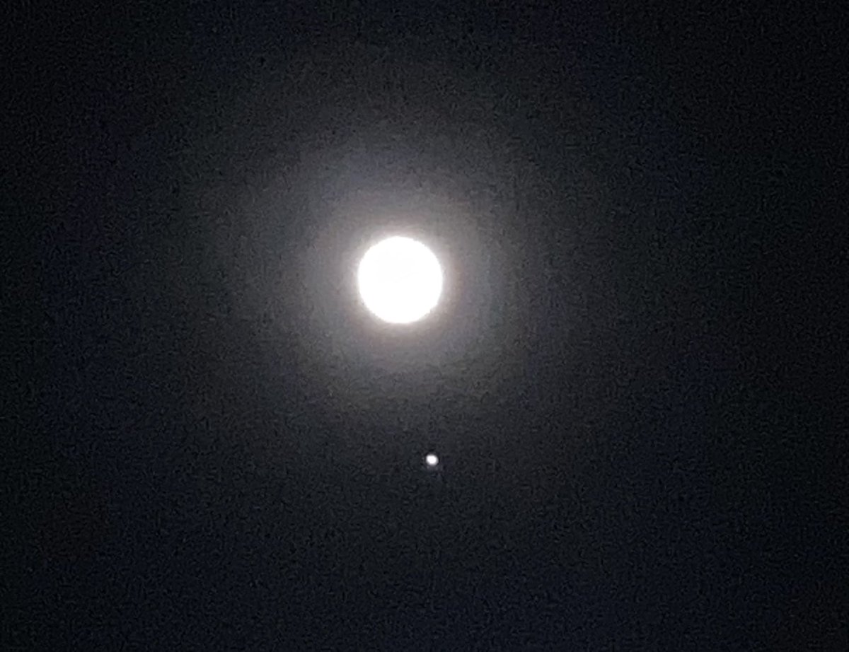 arkinterli's tweet image. Look up tonight and be dazzled! 🌌 The Moon and Jupiter are lighting up the night sky, shining brighter than ever. No telescope needed – just your eyes! #moon #jupiter #Oct28