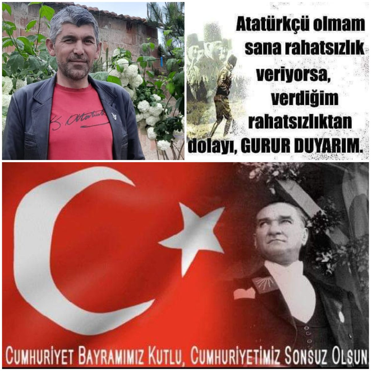 “Benim naçiz vücudum bir gün elbet toprak olacaktır, fakat Türkiye Cumhuriyeti ilelebet payidar kalacaktır.”
#CumhuriyetBayramıKutlu #CUMHURIYETİMİZ100Yaşında #CumhuriyettenVazgeçmeyiz #29EkimCumhuriyetBayramıKutluOlsun