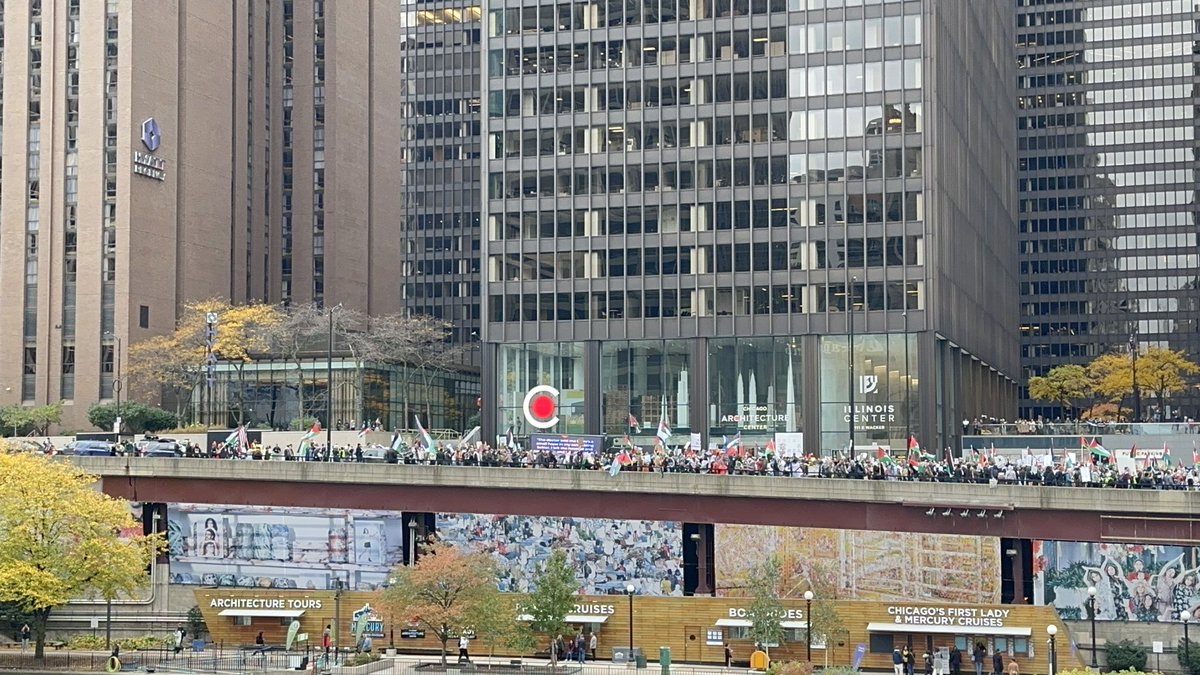 AnnaRGuevarra's tweet photo. Chicago today. “Mourn the dead. Fight for the living” #FreeGaza https://t.co/Sls1hq6ggd