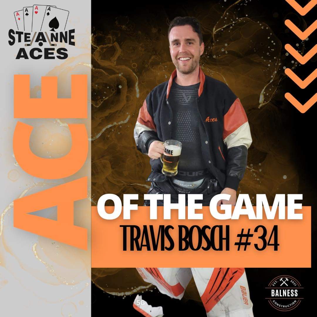 The Ace of the game for tonight’s game is Travis Bosch! 

What a great way to start the season 🥅