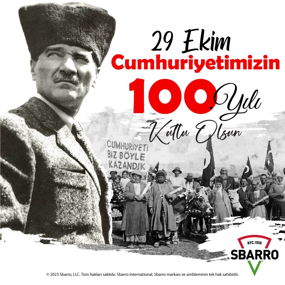 Cumhuriyetimizin 100. Yılı kutlu olsun! #sbarro #cumhuriyet