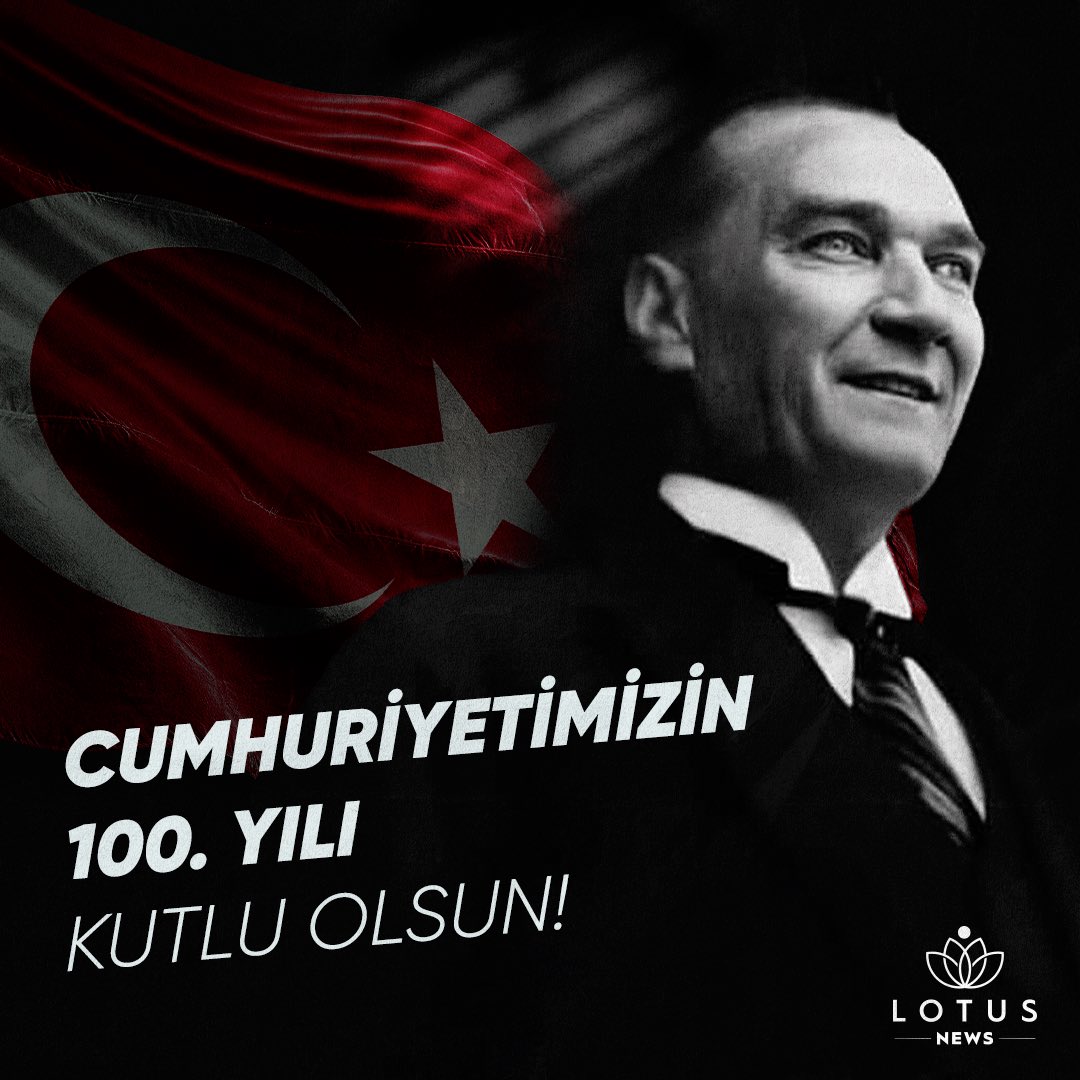 lotusnewstr's tweet image. Gazi Mustafa Kemal Atatürk'ü, kahraman silah arkadaşlarını ve aziz şehitlerimizi saygı ve minnet anıyoruz.

Cumhuriyetimizin 100. yılında büyük bir gurur ve coşkuyla 29 Ekim Cumhuriyet Bayramımız kutlu olsun!

#LotusNews #29Ekim #CumhuriyetBayramı