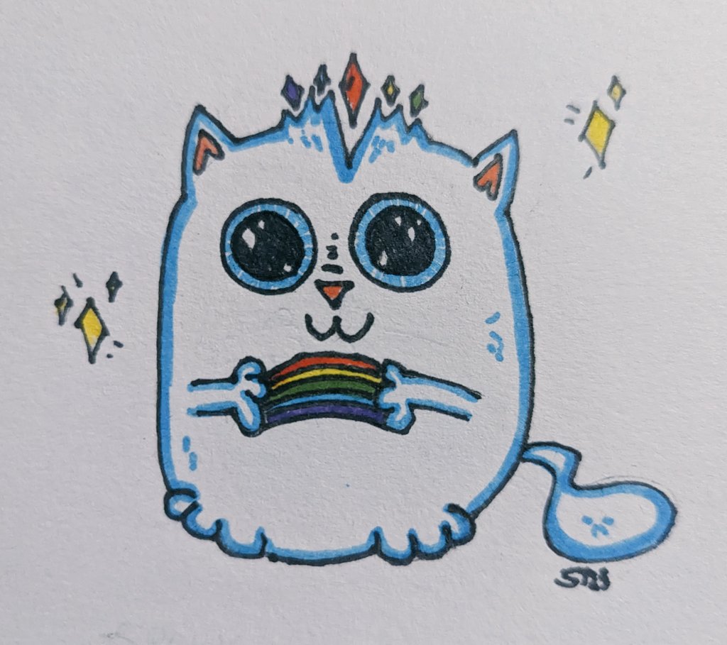 #Inktober Say 28: Sparkle. #Sparkle #SparkleKitty #Inktober2023 #InkDoodles #Doodles