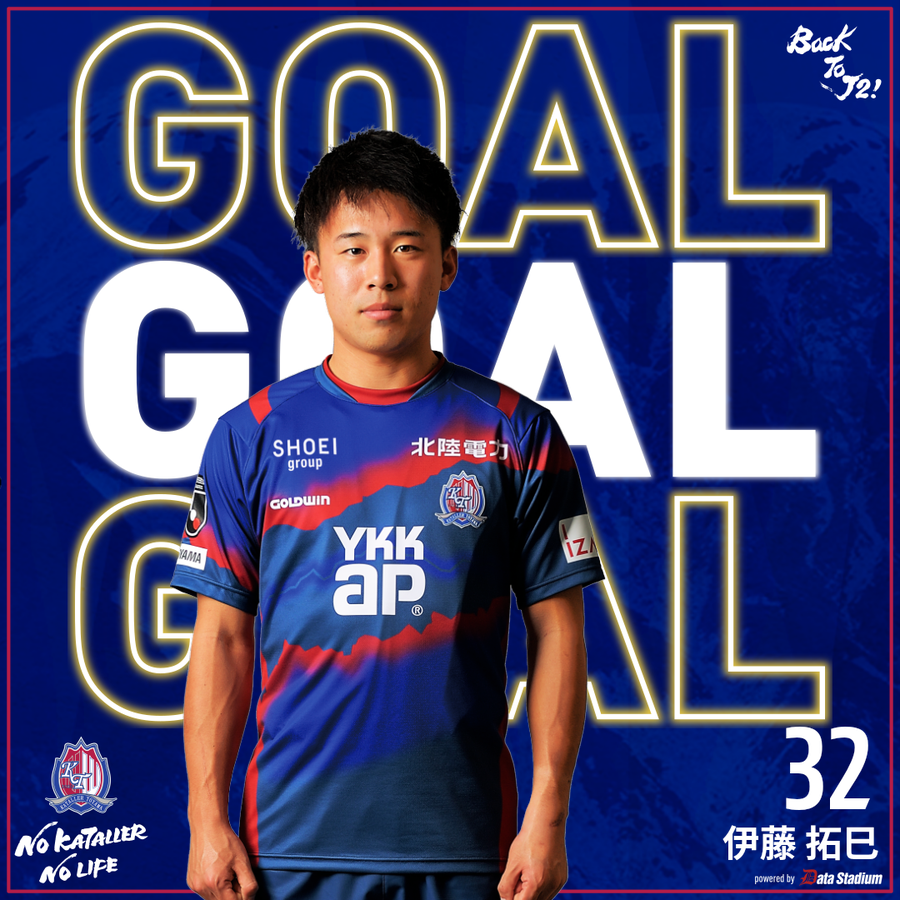 katallertoyama's tweet photo. GOOOOAL!!!⚽

#カターレ富山 1-0 #FC岐阜
前半34分
得点者：#伊藤拓巳

#カターレ富山 #J3 #Jリーグ #BackToJ2 #県民クラブ https://t.co/ZkNYSELxPG