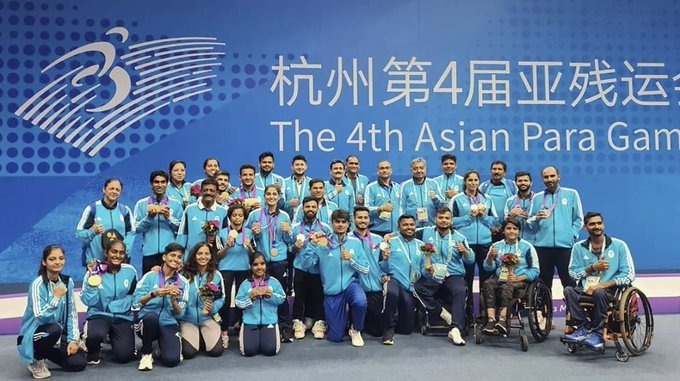 Congratulations to our valiant #ParaAthletes for achieving a record 111 medals at the 4th Asian Para Games and making the entire nation proud! This achievement reflects the strength of your belief and indomitable willpower, conquering all odds and exceeding our expectations. Each…