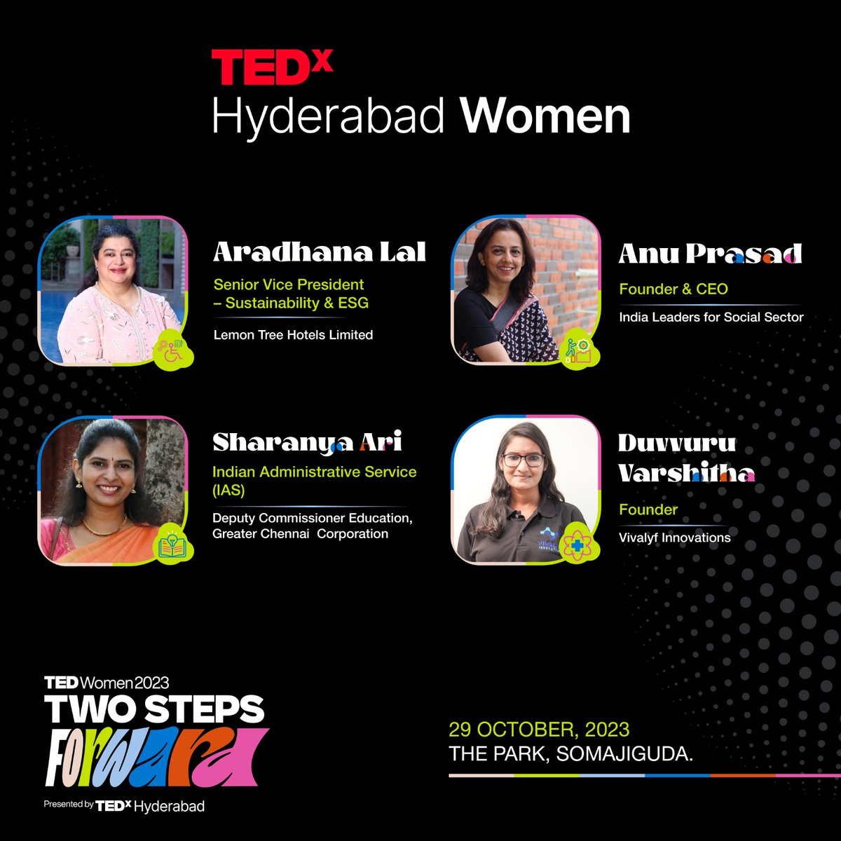 Nice line up.
Looking forward to TEdX Hyderabad Women. 

@TEDTalks 
@tedxhyd 
@TEDxWomen 
@ILSS_Official