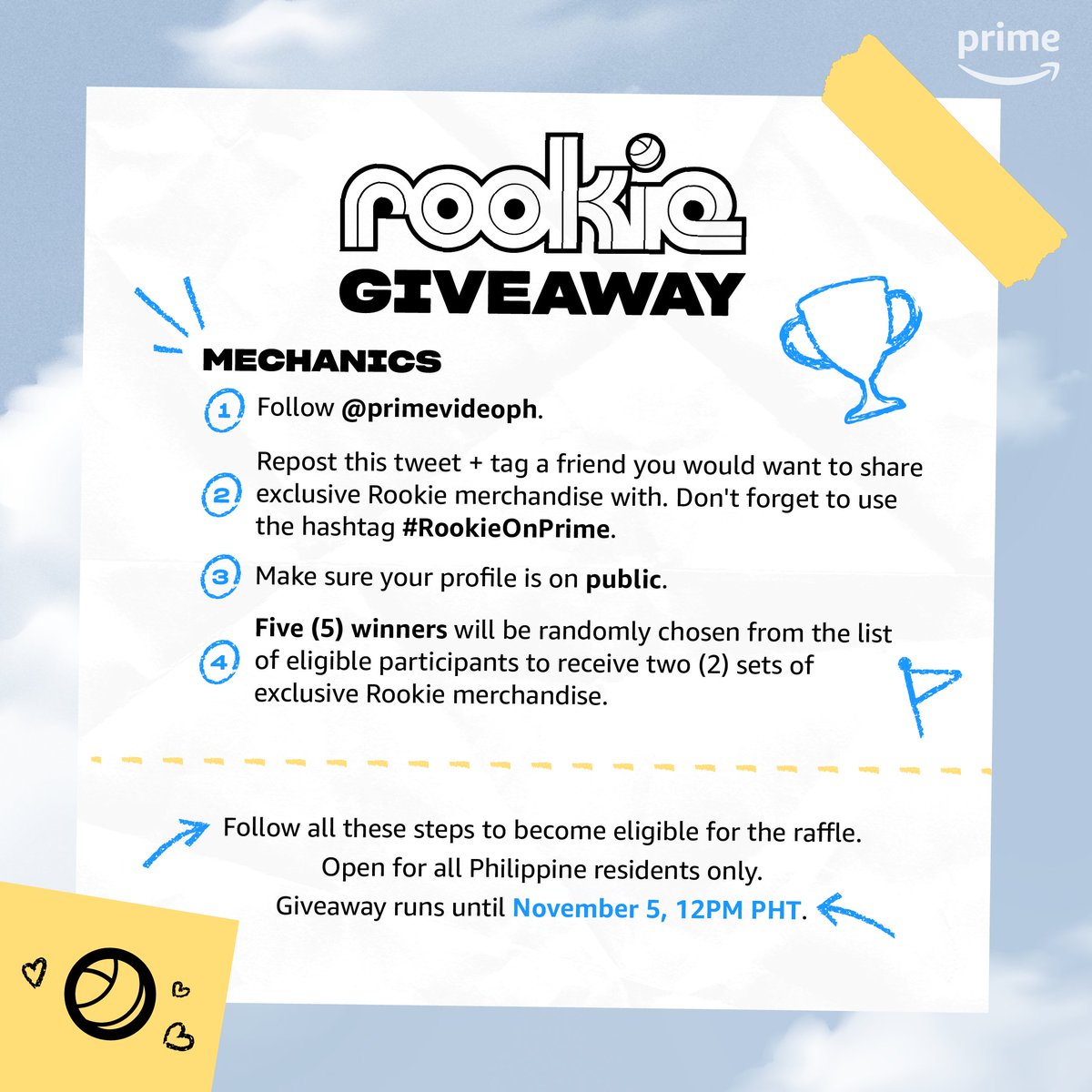 primevideoph's tweet image. Team #RookieOnPrime, are you ready for another surprise? 😍

Now you can easily share the kilig and joy with your bestie! Just follow these steps to get a chance to win exclusive Rookie merchandise. Fun-fun lang, ha?
