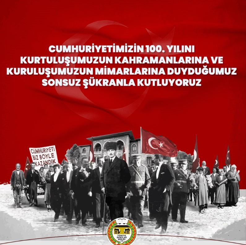 Gazi Mustafa Kemal ATATÜRK’ün önderliğinde kazandığımız bağımsızlığı, eğitim ticaret ve hukuk alanlarında çağdaş medeniyetler seviyesine çıkaran Cumhuriyetin ilanının 100. yılı kutlu olsun. #cumhuriyetinyüzüncüyılı #29ekim