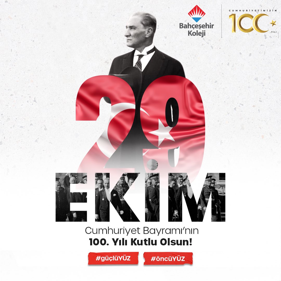 Cumhuriyetimizin 100. yılında, Cumhuriyet ile geleceğe ilerlemenin gururunu yaşıyoruz.

Nice 100 Yıllara! 🇹🇷