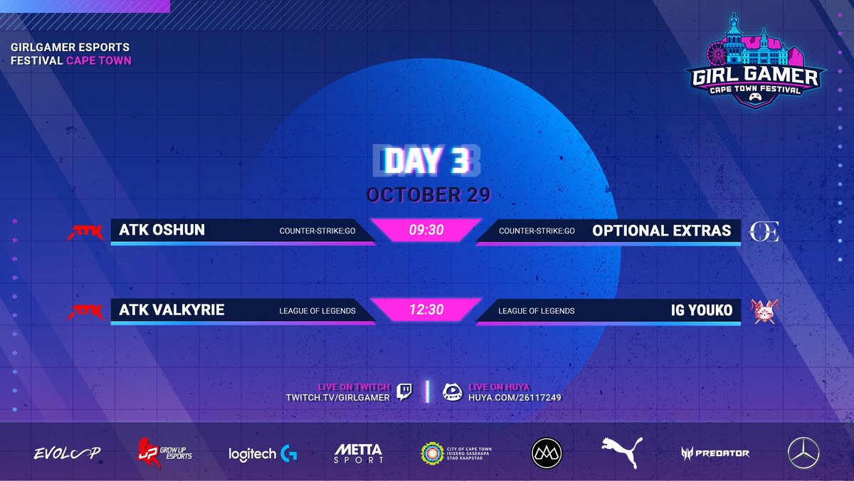 GIRLGAMER Esports Festival (@girlgamer) on Twitter photo Last Day of the GIRLGAMER Cape Town Festival!
Who will claim the ultimate glory and secure a spot in the World's?
🔫 <a href="/ATKesportsGG/">ATK Esports</a> 🆚 #OptionalExtras
⚔️ <a href="/ATKesportsGG/">ATK Esports</a> 🆚 <a href="/youko_gg/">𝐘𝐎𝐔𝐊𝐎 💓 | 𝐎𝐍 𝐇𝐈𝐀𝐓𝐔𝐒 ✧</a>
📺 🇬🇧 twitch.tv/girlgamer
📺 🇨🇳 huya.com/26117249
#girlgamer #girlgamercapetown Last Day of the GIRLGAMER Cape Town Festival!
Who will claim the ultimate glory and secure a spot in the World's?
🔫 <a href="/ATKesportsGG/">ATK Esports</a> 🆚 #OptionalExtras
⚔️ <a href="/ATKesportsGG/">ATK Esports</a> 🆚 <a href="/youko_gg/">𝐘𝐎𝐔𝐊𝐎 💓 | 𝐎𝐍 𝐇𝐈𝐀𝐓𝐔𝐒 ✧</a>
📺 🇬🇧 twitch.tv/girlgamer
📺 🇨🇳 huya.com/26117249
#girlgamer #girlgamercapetown