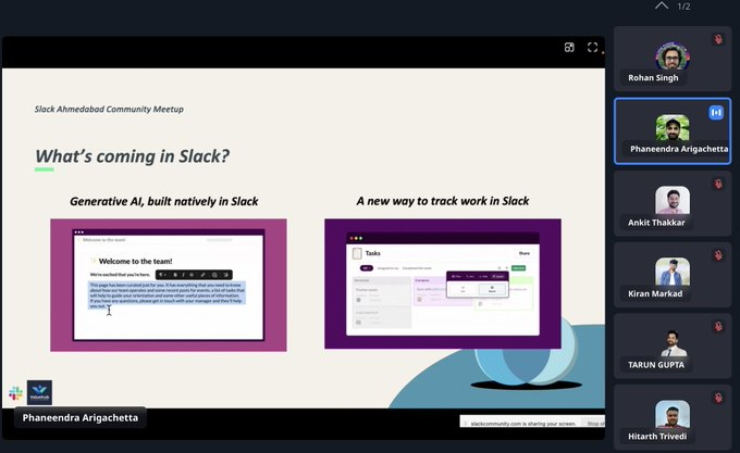 TheSFDCGuy's tweet photo. Have you attended @Dreamforce and heard the
@SlackHQ keynote from @LidianeJones
?  Gen AI features are coming to @SlackHQ
which will greatly help organization! @slack_community
@slackhq
@ipraypatel
@arigachetta
@RohanSFTblazer
#SlackCommunity #SlackAhmedabad https://t.co/LmszQgMKkl