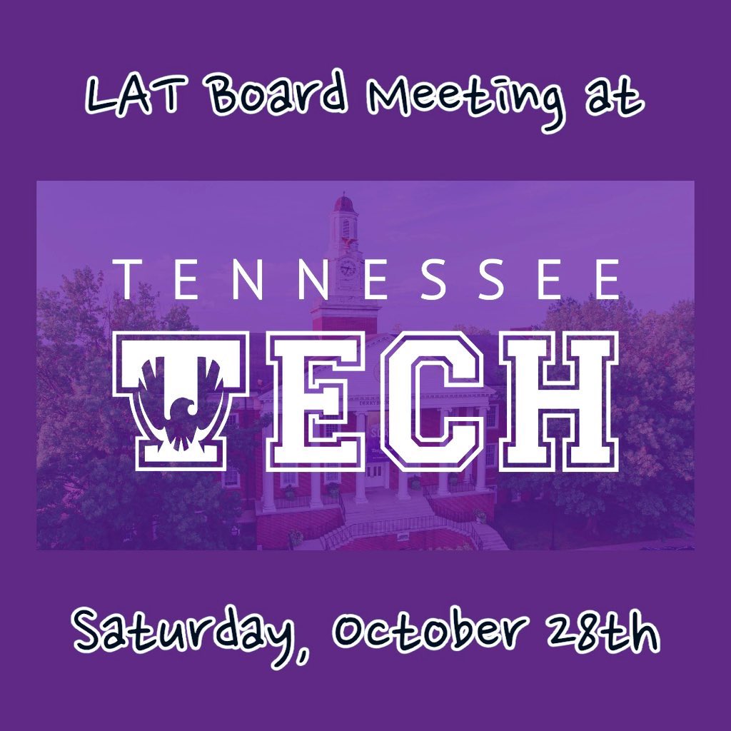 MCLA_Chapter's tweet image. Our LAT Board Meeting was held at TN Tech University! What a great place to meet with our state leadership team &amp;amp; discuss what is going on with local chapters. It was a great reminder that if you haven’t signed up for our annual conference, you still have time! 🚪🦋 #latcon2023