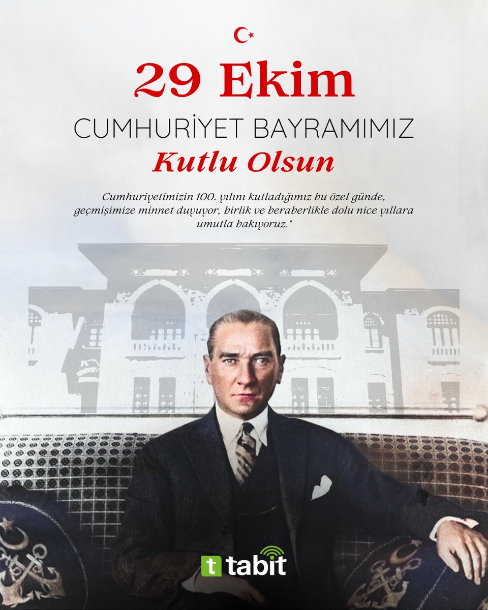 Cumhuriyetimizin 100. Yılı Kutlu Olsun 🇹🇷

Cumhuriyet’imizin kurucusu Ulu Önder Gazi Mustafa Kemal ATATÜRK başta olmak üzere, silah arkadaşlarını, aziz şehitlerimizi ve kahraman gazilerimizi, saygı, rahmet ve minnetle anıyoruz.
#100yasında
