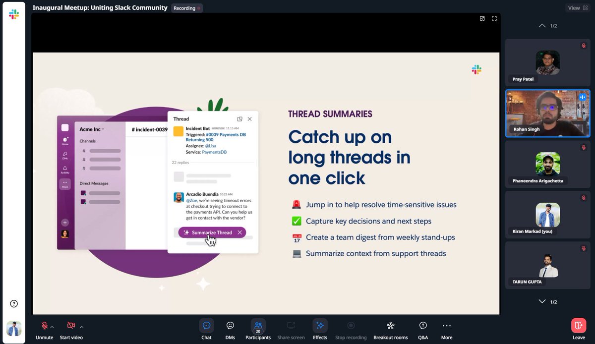 KMARKAD's tweet image. We can get Thread  Summaries and Channel Summaries With Slack AI.
@slack_community
@slackhq
@ipraypatel
@arigachetta
@RohanSFTblazer
#SlackCommunity #SlackAhmedabad